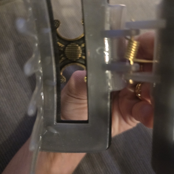 Celine Gray Quilted Hair Clip with Gold Accent - Picture 10 of 10